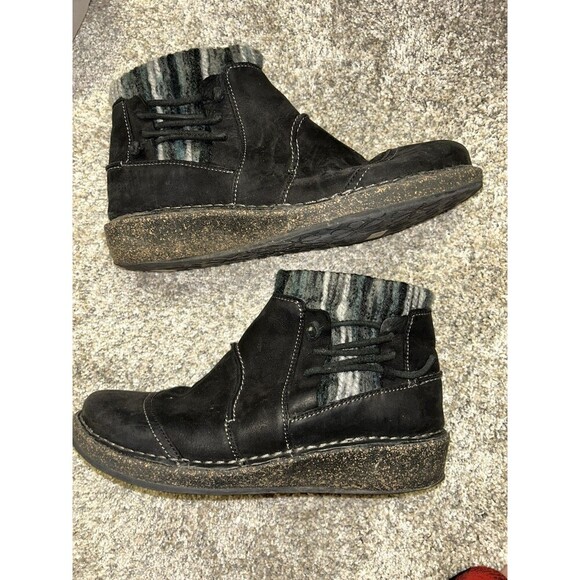 Aetrex Boots Womens 7.5 Tessa Short Sweater Ankle Booties Black Leather Zip - Picture 6 of 10